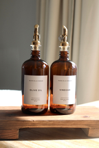 Luxe B Co- Glass Dispenser Amber Olive Oil & Vinegar Refillable Bottles