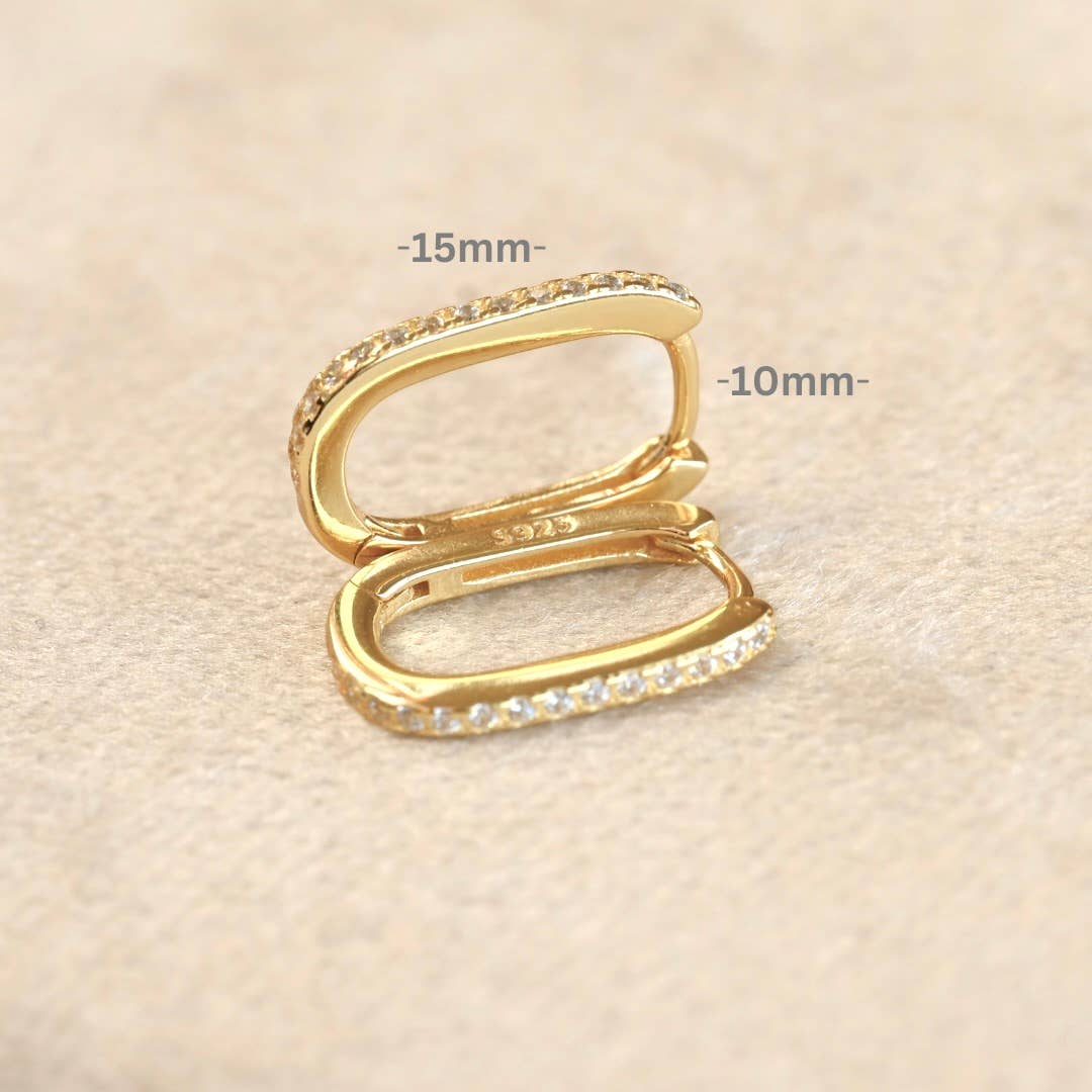 Diamond U Hoops - 925 Silver Pavé Link Hoop Earrings