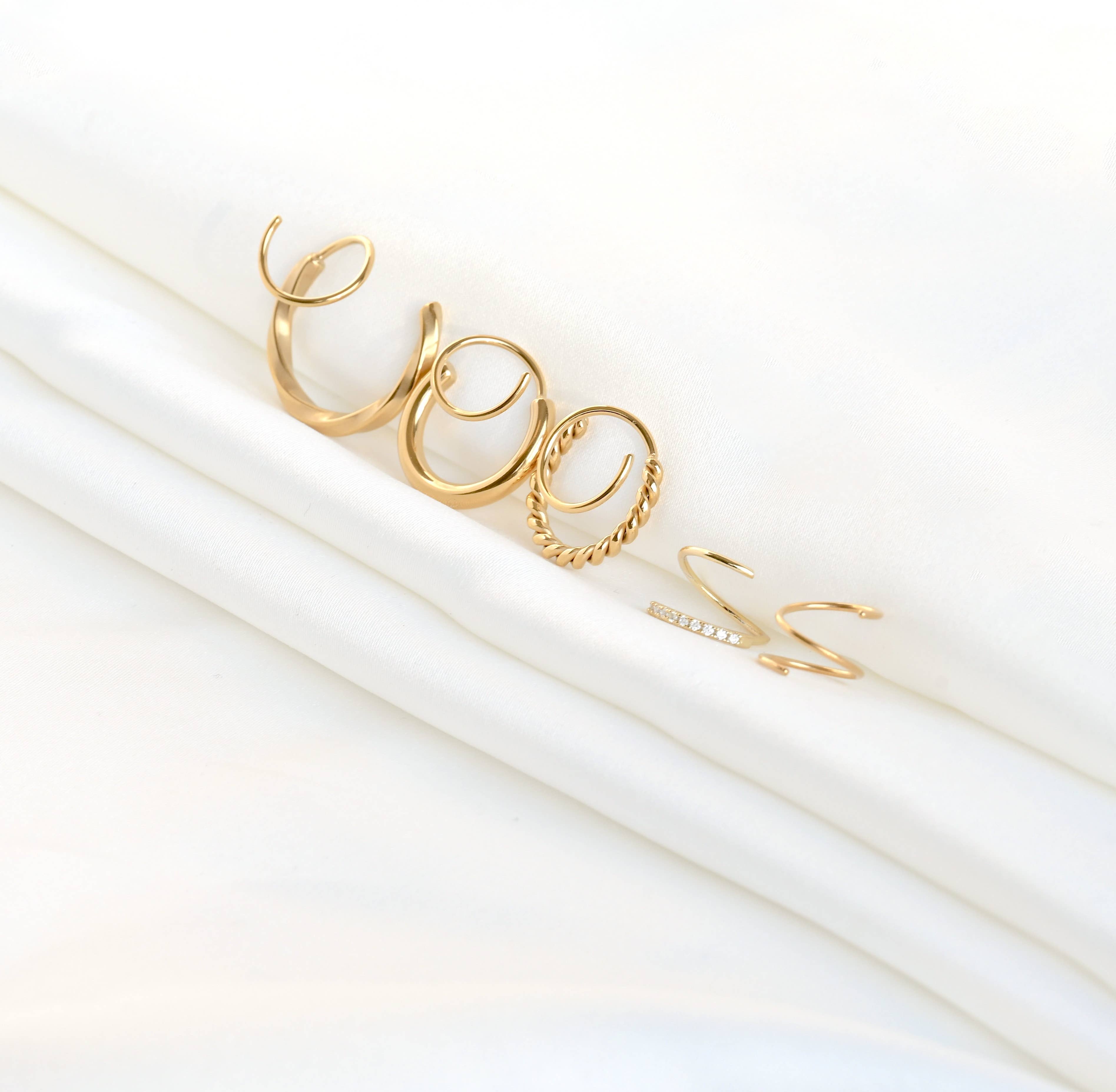 Gold Spiral Hoop Earrings - Waterproof Twist Earrings