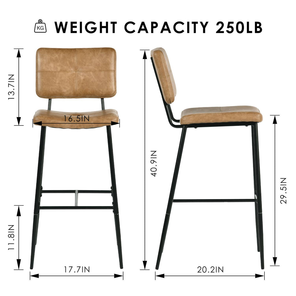 “This has to be pre-ordered, and shipping will take 2-3 weeks” Industrial Bar Stool with Cognac Faux Leather Upholstery
