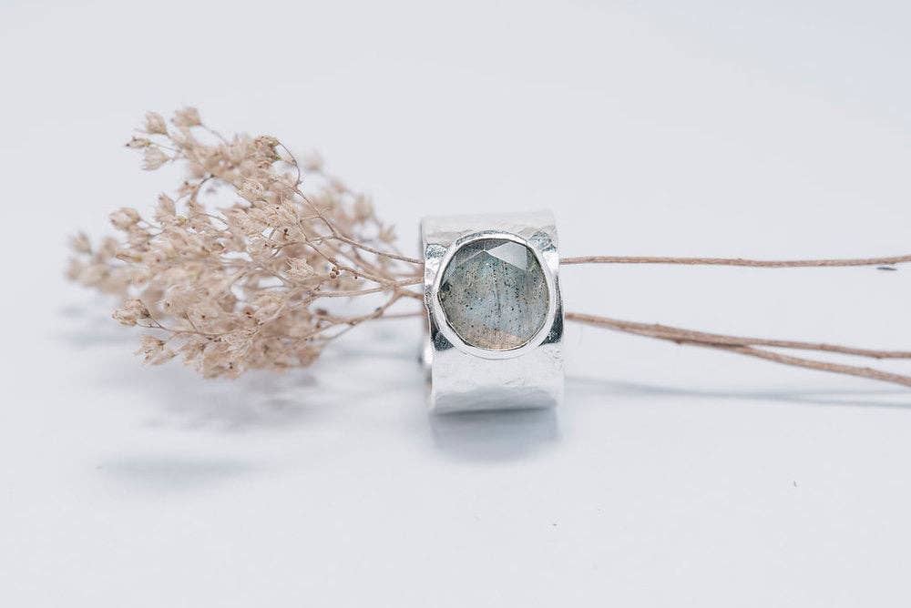 Labradorite Wide Band Ring