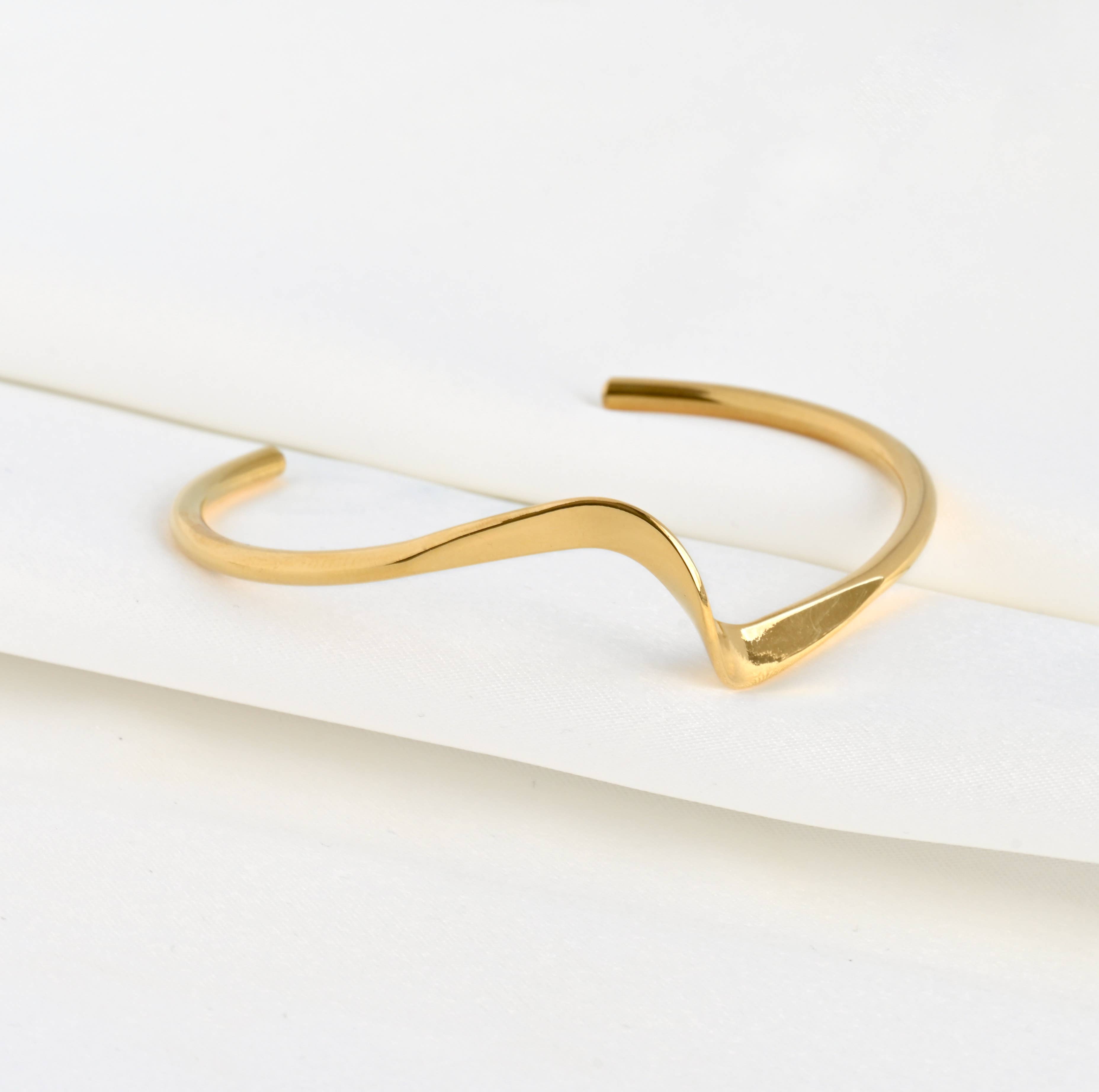 Sculptural Gold Cuff - Tarnish-free Twist Cuff Bracelet