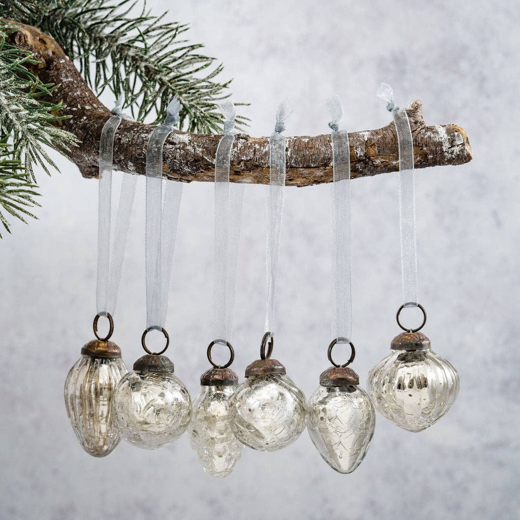 Christmas at Arthur Cameron - Silver Crackle Glass Baubles