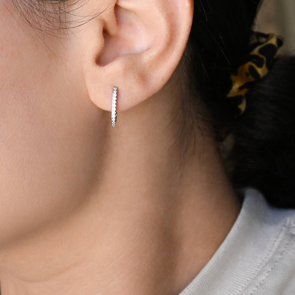 Diamond U Hoops - 925 Silver Pavé Link Hoop Earrings