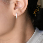 Diamond U Hoops - 925 Silver Pavé Link Hoop Earrings