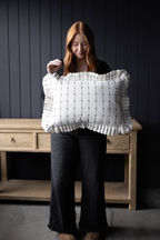 Luxe B Co - Ruffle Lumbar Pillow Cover Embroidery Olive Green Stripes