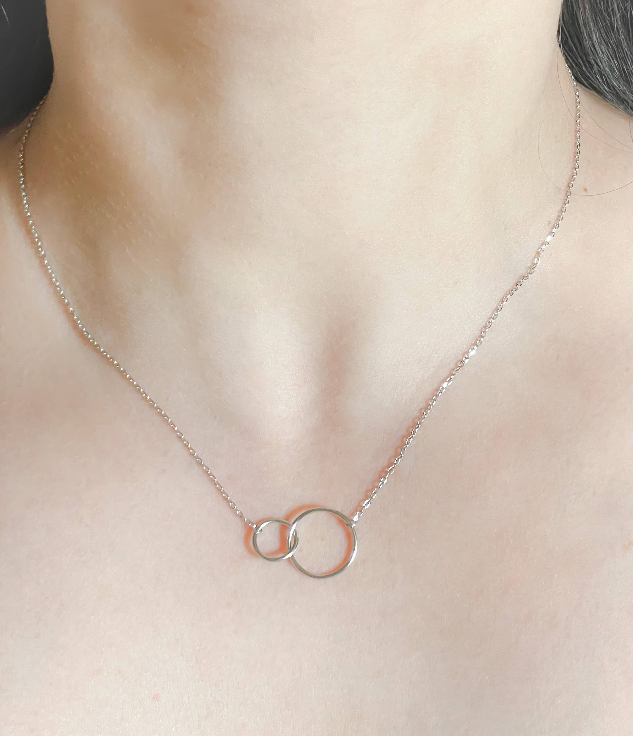 Sterling Silver Circle Link Necklace - Gold Circle Necklace