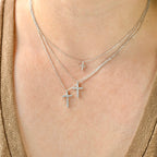 Blueyejewelry - Diamond Cross Necklace - Sterling Silver CZ Cross Pendants