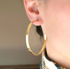 Lightweight Oversized Hoops - 55 mm Large Flat Hoop Earrings
