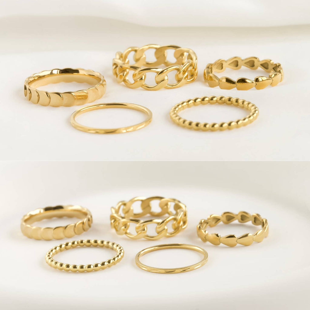 Dainty Gold Rings - Waterproof 18k Gold Stackable Rings