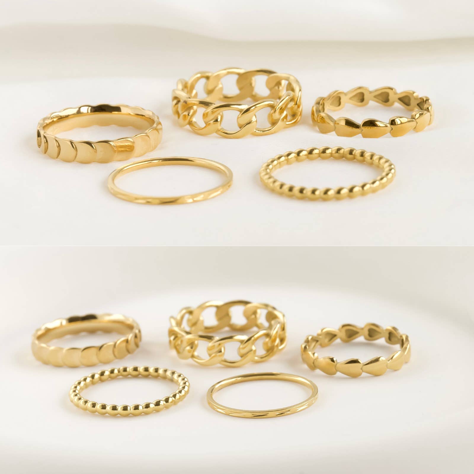 Dainty Gold Rings - Waterproof 18k Gold Stackable Rings