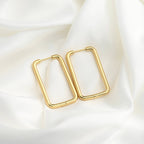 Oversized Rectangle Hoops - 18k Gold Statement Hoop Earrings