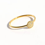 Blueyejewelry - Gold Pave CZ Coin Ring - Stainless Steel Round Diamond Ring