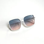 Katie Women's Oversized Square Sunglasses White Blue Lenses