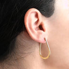 Flat Teardrop Hoops - Waterproof Thin Oval Hoop Earrings