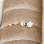 Blueyejewelry -  925 Silver Solitaire Studs - Prong Diamond Stud Earrings