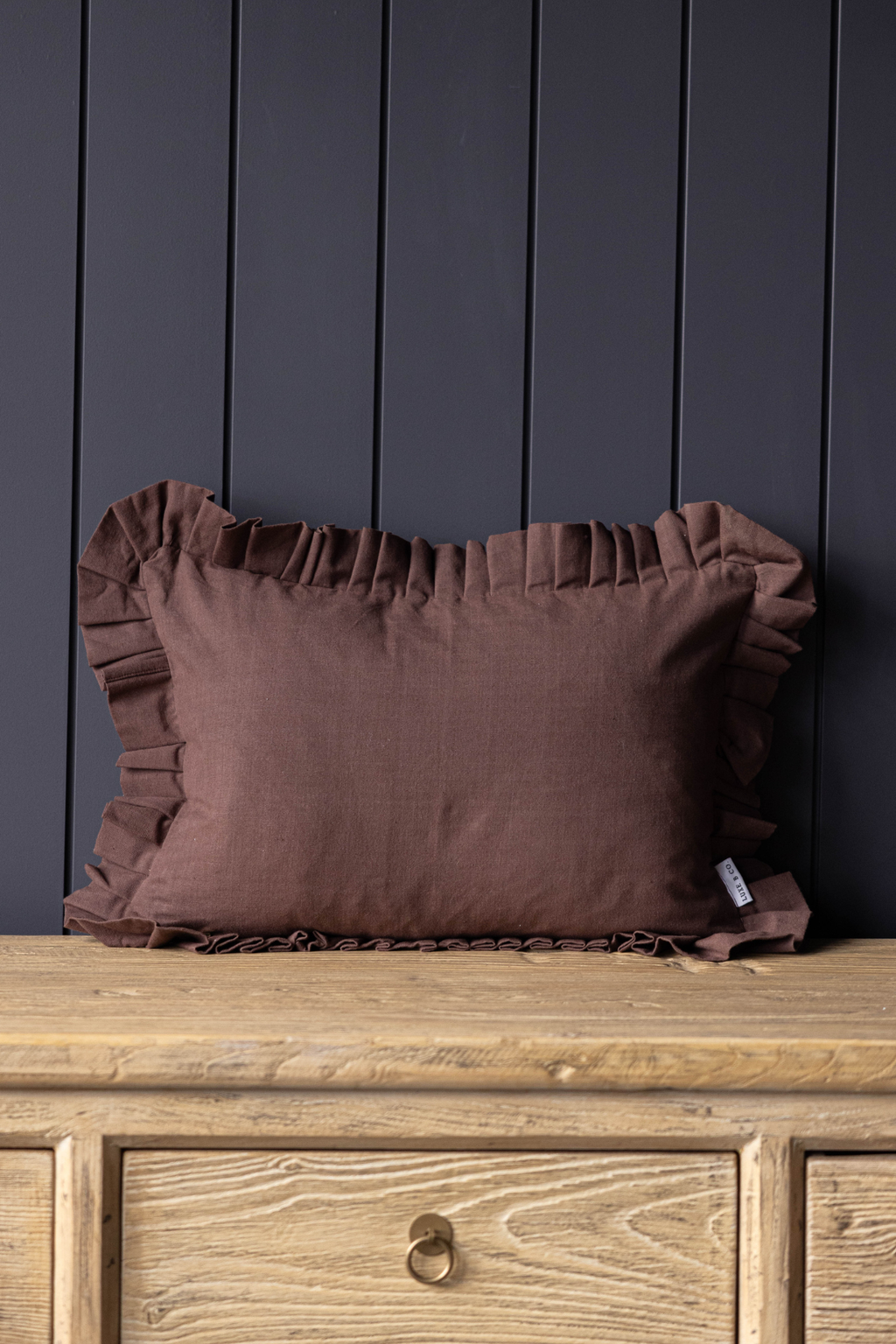 Luxe B Co- Ruffle Lumbar Pillow Cover Brown