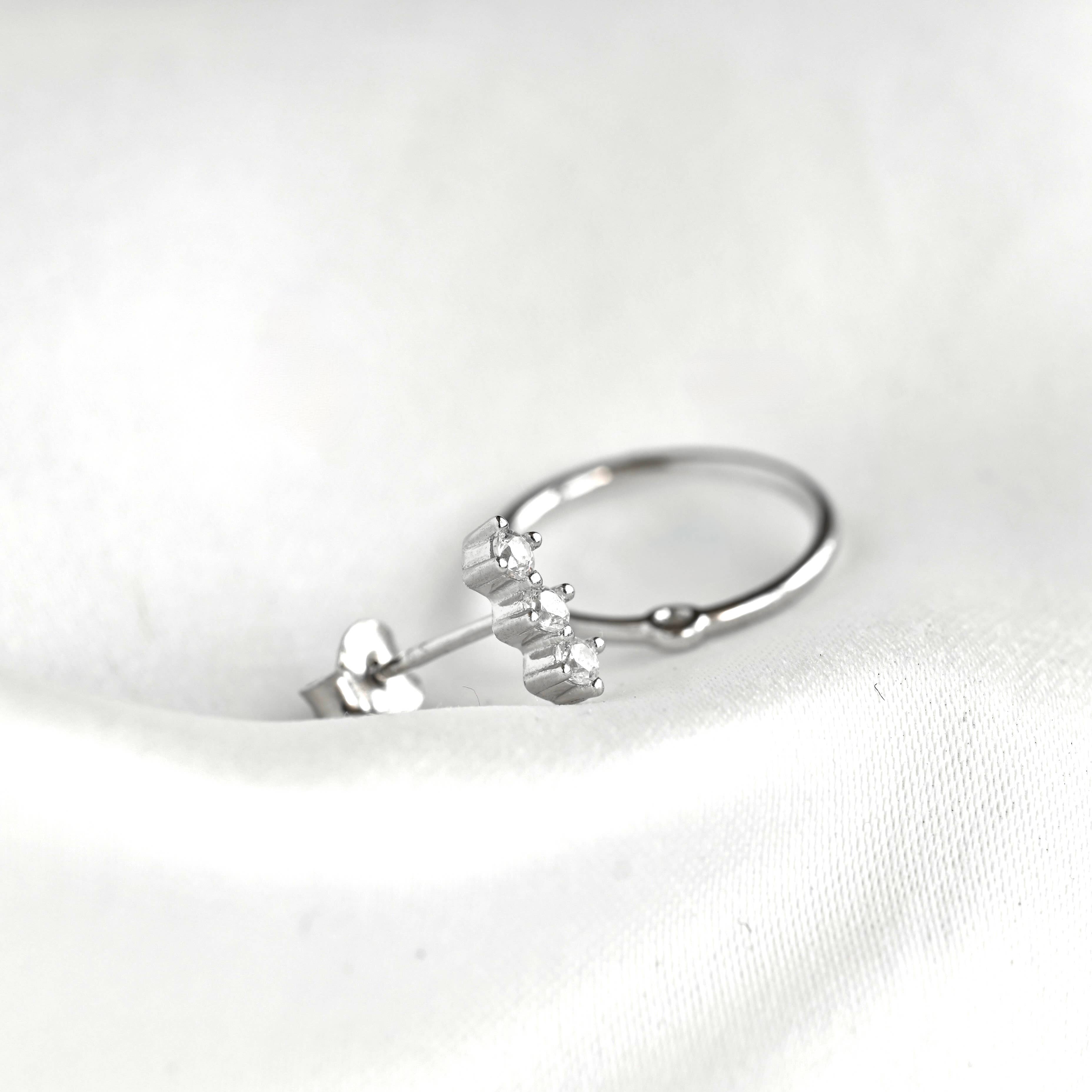 Blueyejewlry - Sterling Silver Front Back Circle Ear Jacket - CZ Earrings