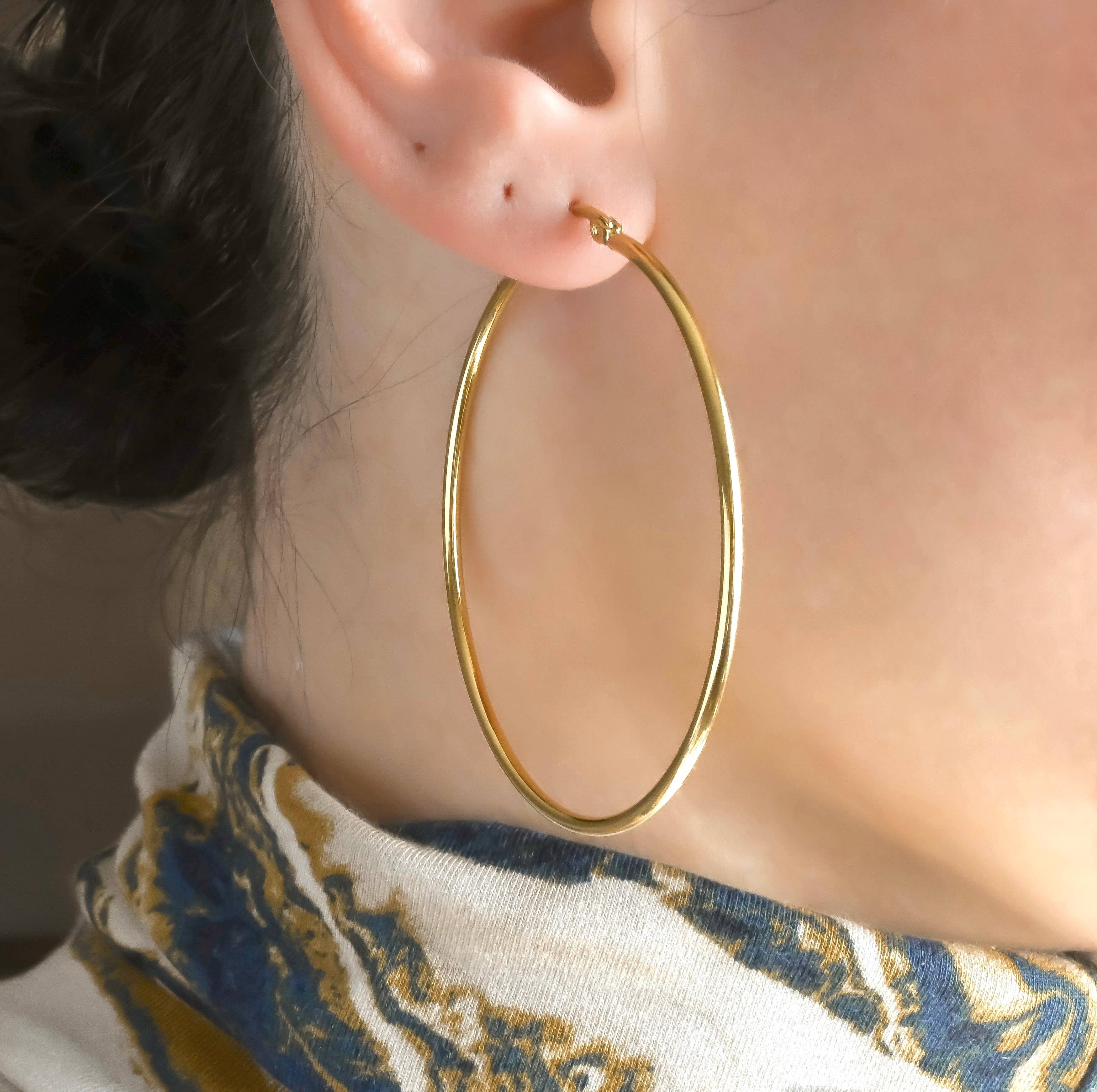 Blueyejewelry - 1.8mm Thin Hoop Earrings - Tarnish-free Stainless Steel