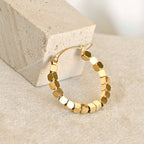 Blueyejewelry - Medium Gold Cube Bead Hoop Earrings- Stainless Steel