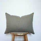 Lumbar Edged Linen Pillow COVER - Moss