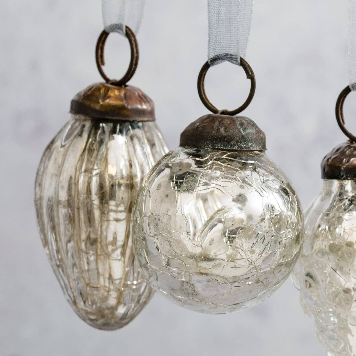 Christmas at Arthur Cameron - Silver Crackle Glass Baubles