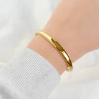 Slim Dome Cuff Bracelet - Adjustable Gold Cuff - Open Bangle