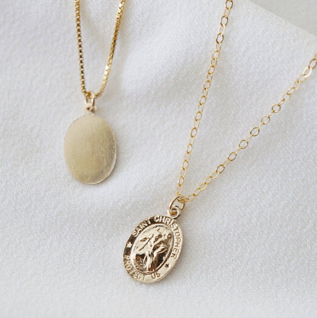 St. Christopher Traveler's Protection Gold Coin Necklace