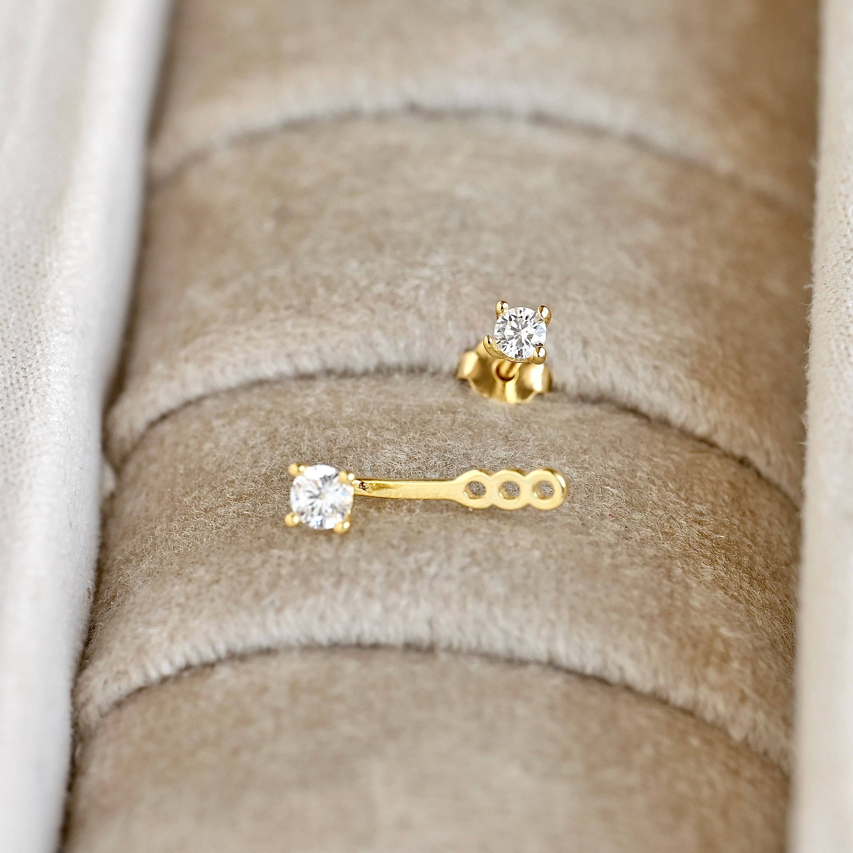 Blueyejewelry - Sterling Silver Front Back Circle Ear Jacket - CZ Earrings