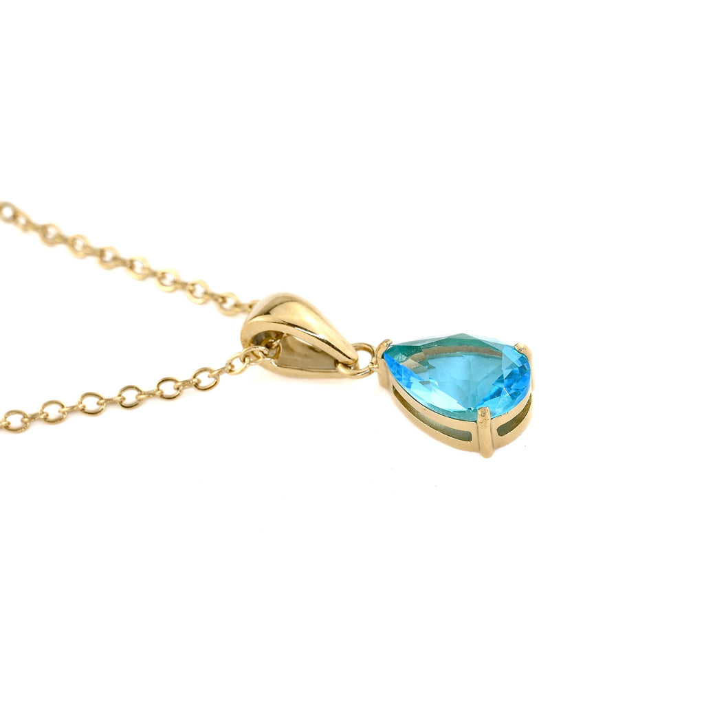 Blueyejewelry - Pear CZ Necklace - Tear Drop Diamond Birthstone Pendant