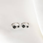 Black Diamond Huggies - Sterling Silver CZ Huggie Earrings