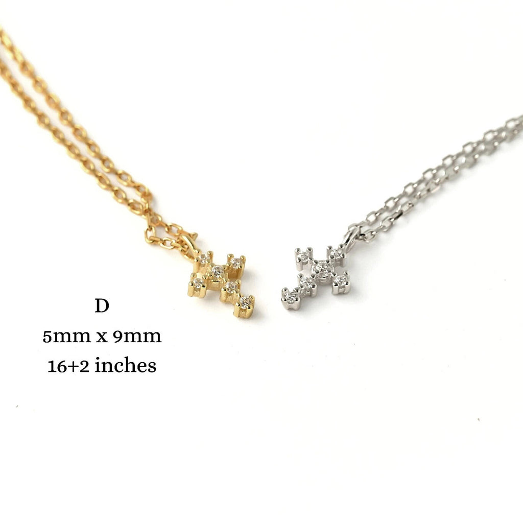 Blueyejewelry - Diamond Cross Necklace - Sterling Silver CZ Cross Pendants