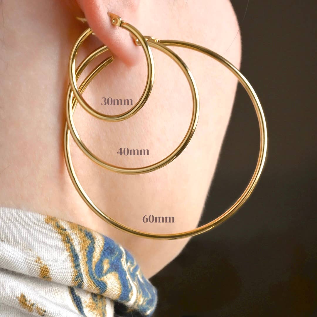 Blueyejewelry - 1.8mm Thin Hoop Earrings - Tarnish-free Stainless Steel