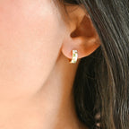 Blueyejewelry - Gold Enamel Tulip Flower Hoop Earrings - 925 Sterling Silver