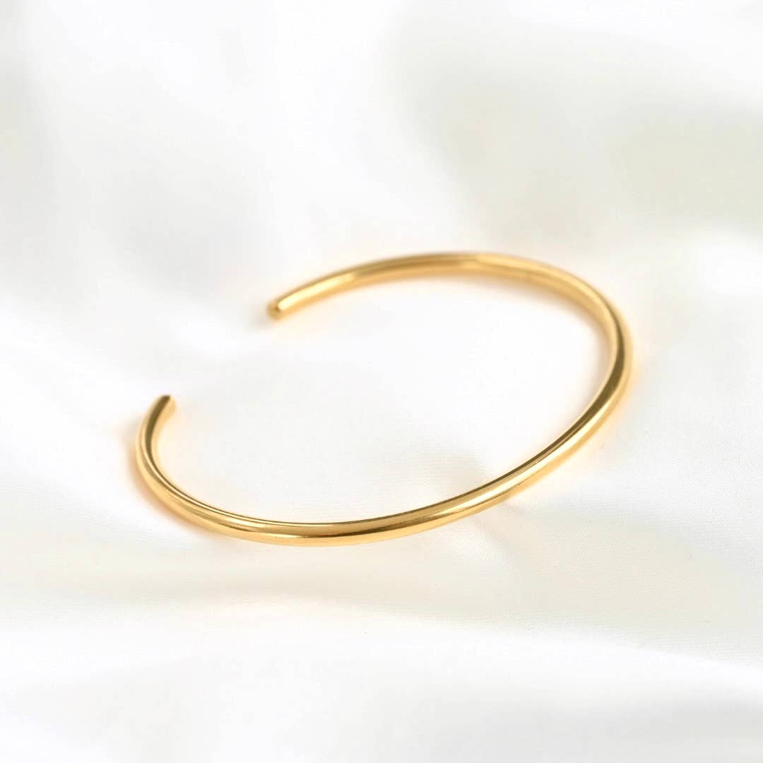 Blueyejewlery - Slim Cuff Bracelets - Waterproof Gold Open Bangle -Claw Cuff