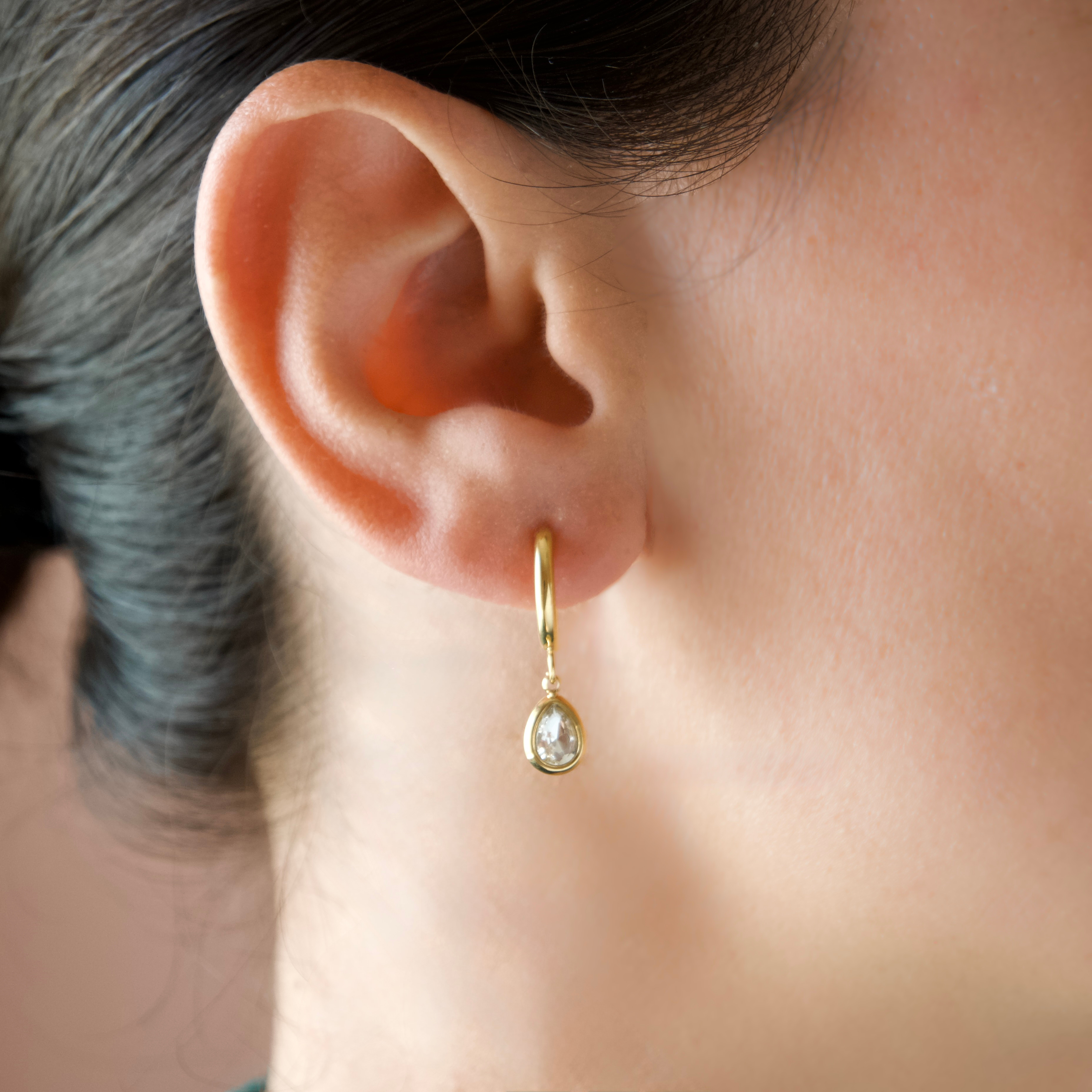 Blueyejewelry - Diamond Teardrop Hoop Earrings