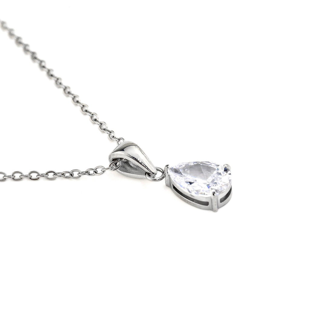 Blueyejewelry - Pear CZ Necklace - Tear Drop Diamond Birthstone Pendant