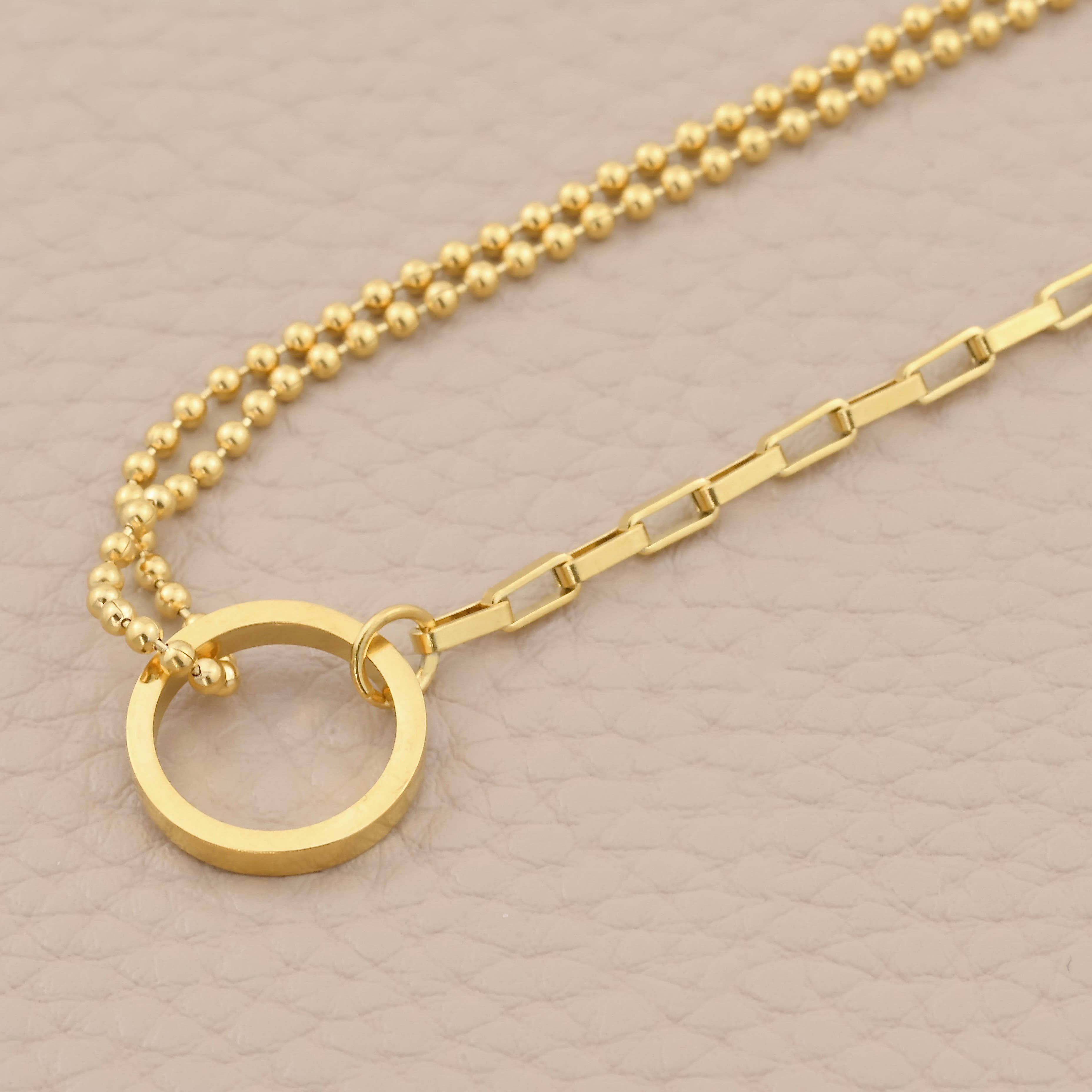 Circle Link Bracelet, Waterproof Mixed Chain Bracelet