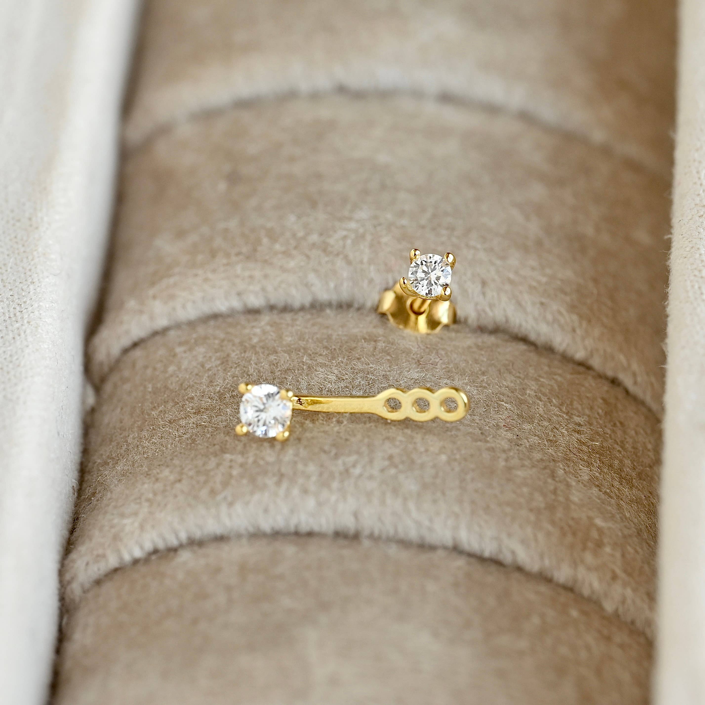 Sterling Silver Front Back Circle Ear Jacket - CZ Earrings