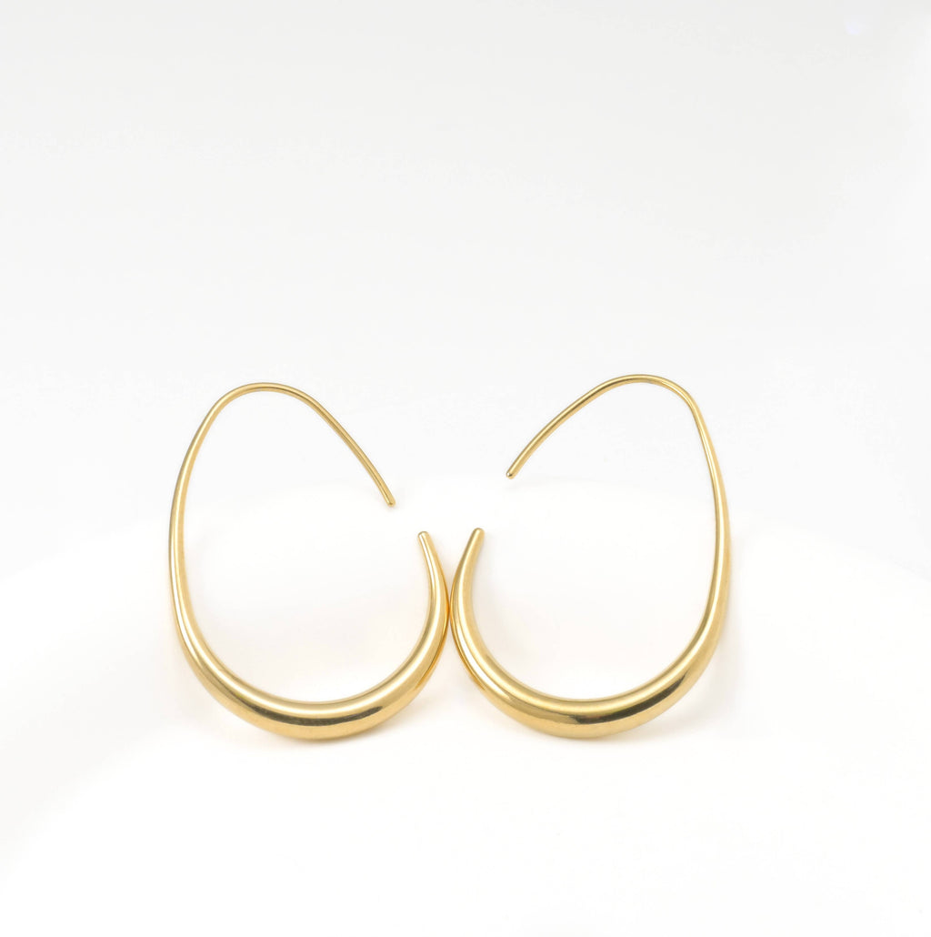 Tear Drop Earrings - Stainless Steel Pear Hoop Earrings