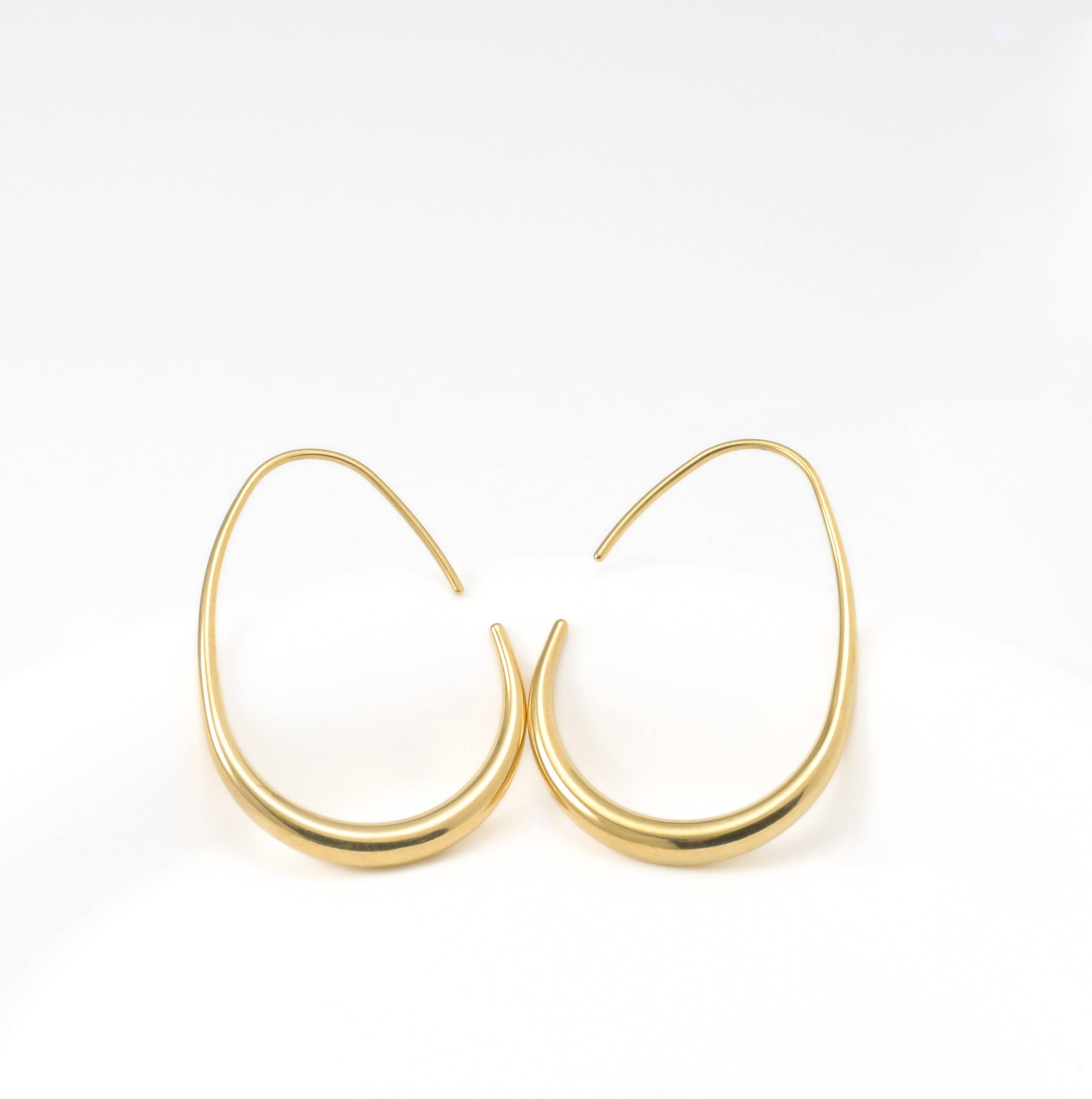 Tear Drop Earrings - Stainless Steel Pear Hoop Earrings