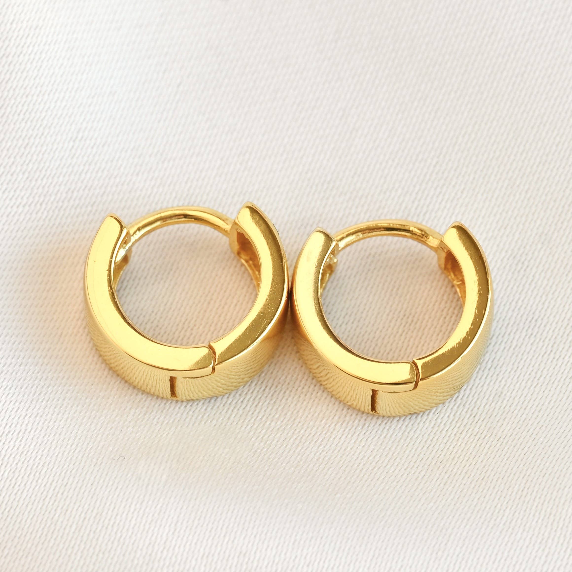 Sterling Silver Bold Hoops - Silver Wide Small Huggie Hoops