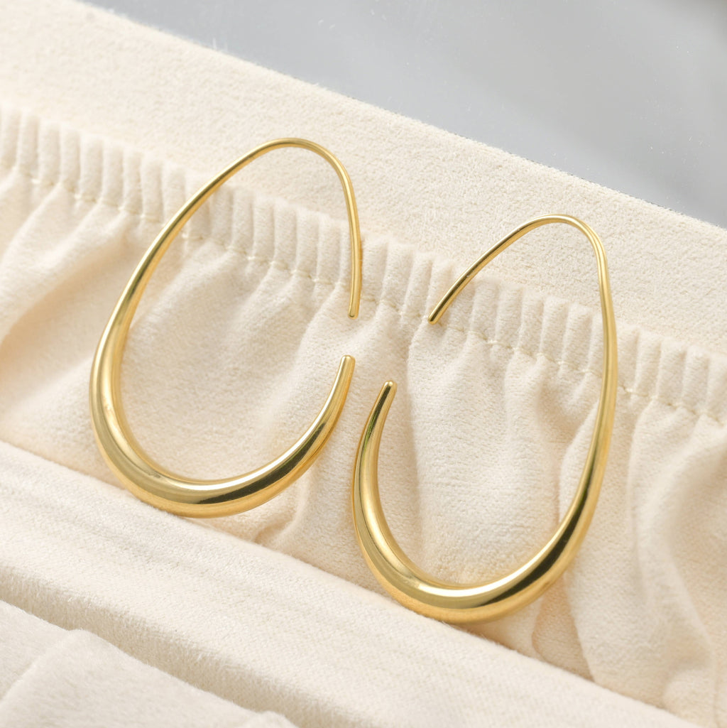 Tear Drop Earrings - Stainless Steel Pear Hoop Earrings