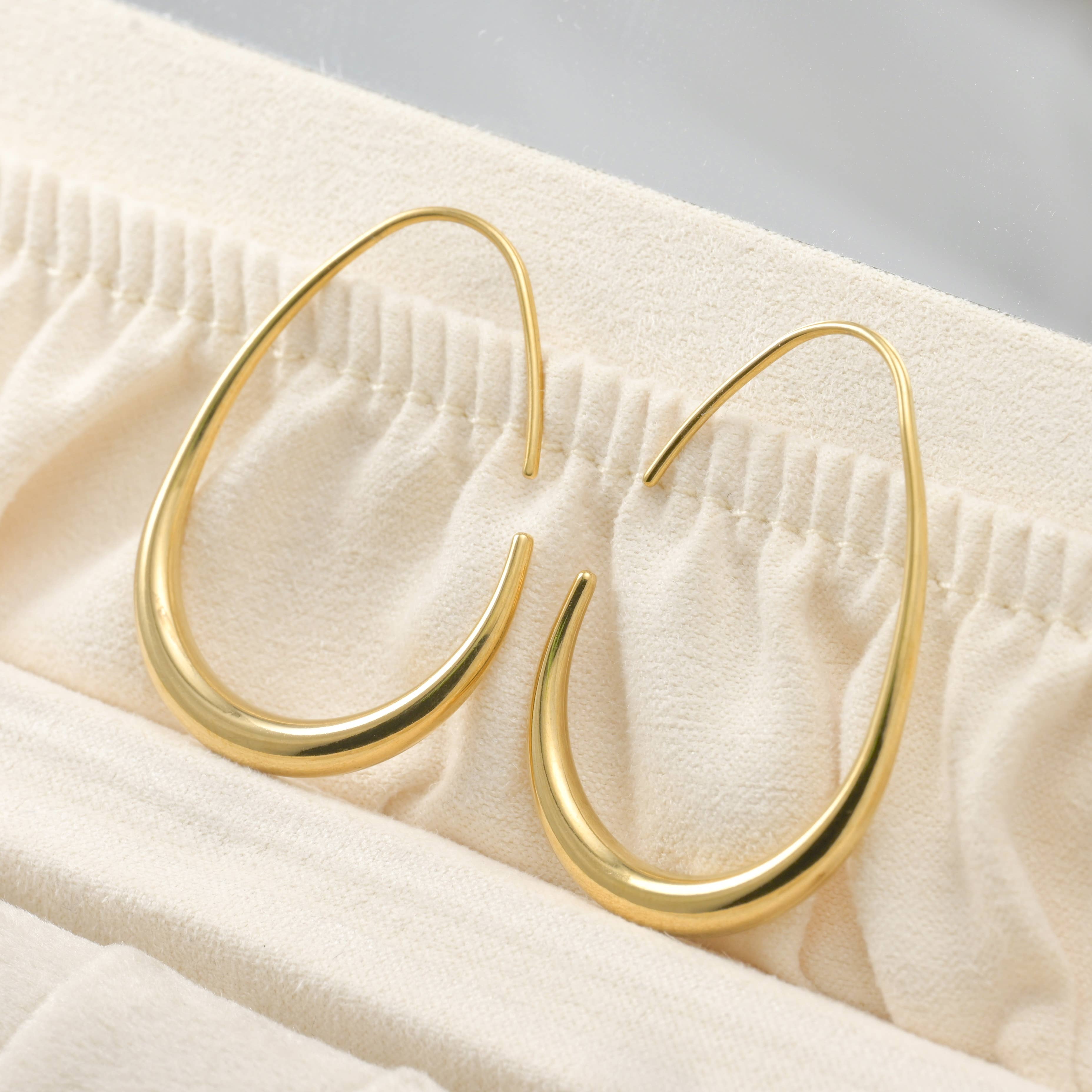 Tear Drop Earrings - Stainless Steel Pear Hoop Earrings