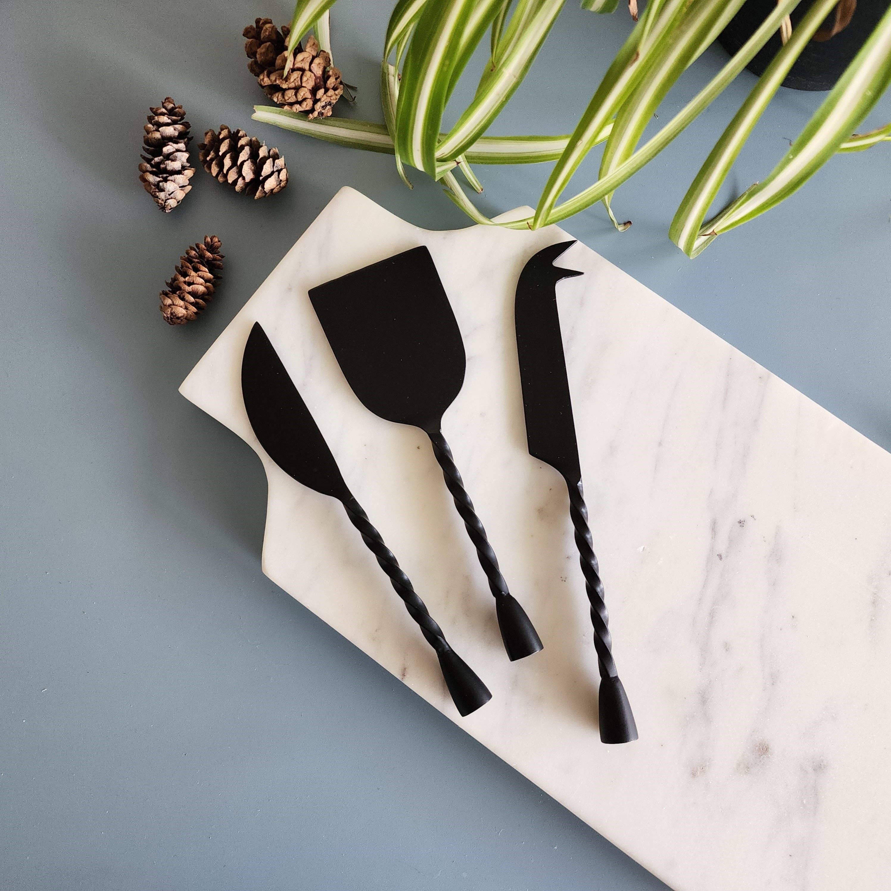 Spiral Handles Cheese Knife Set - Gold , Black & Rose Gold