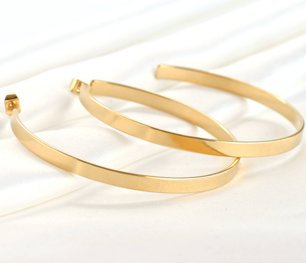 Lightweight Oversized Hoops - 55 mm Large Flat Hoop Earrings