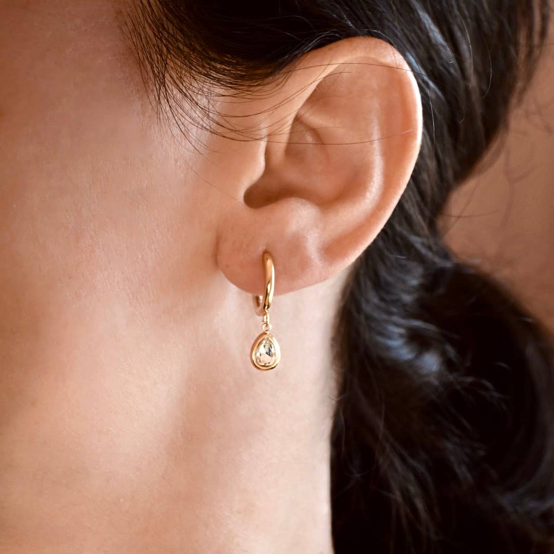 Blueyejewelry - Diamond Teardrop Hoop Earrings