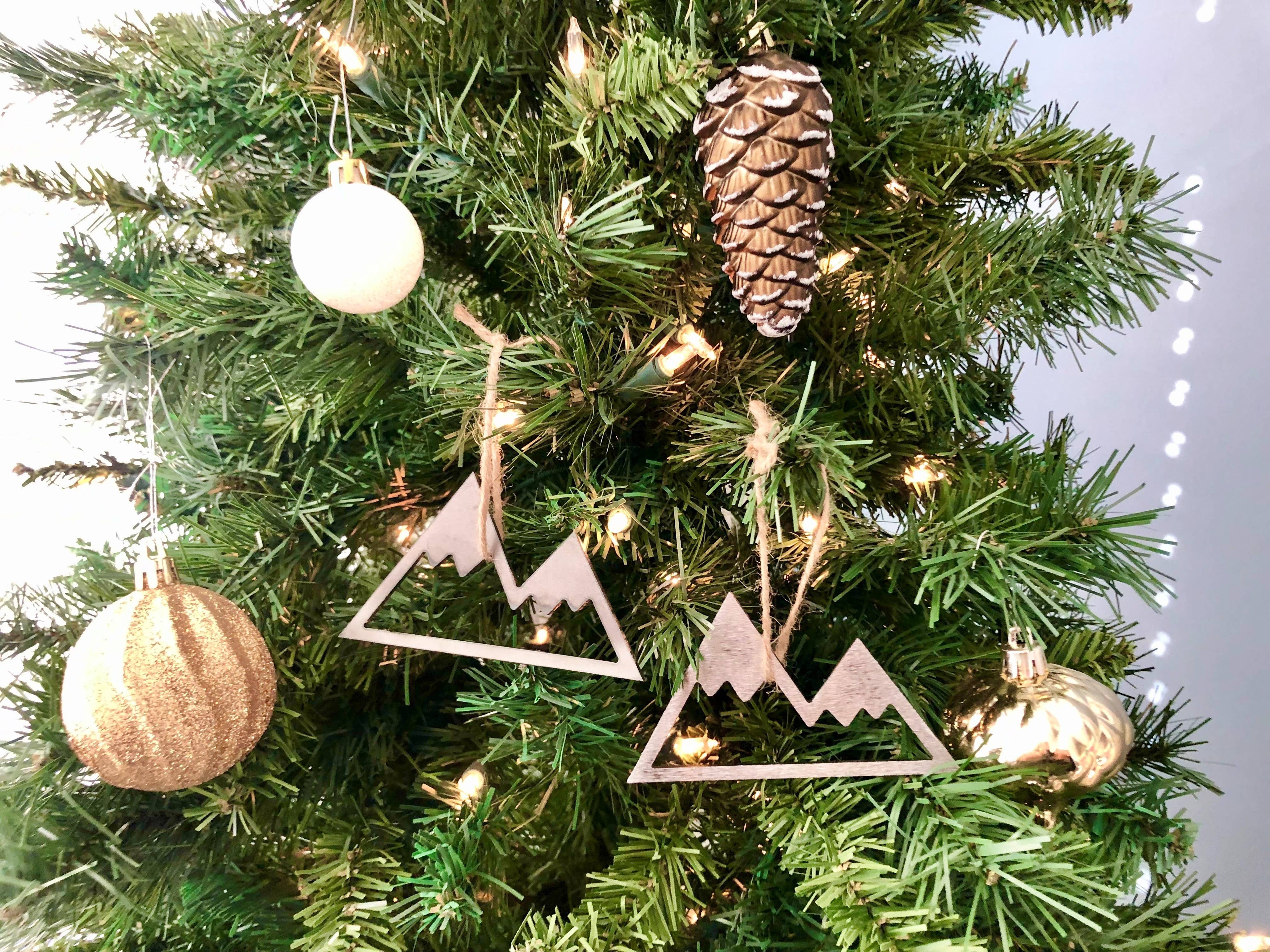 Rustic Metal Mountain Christmas Ornament