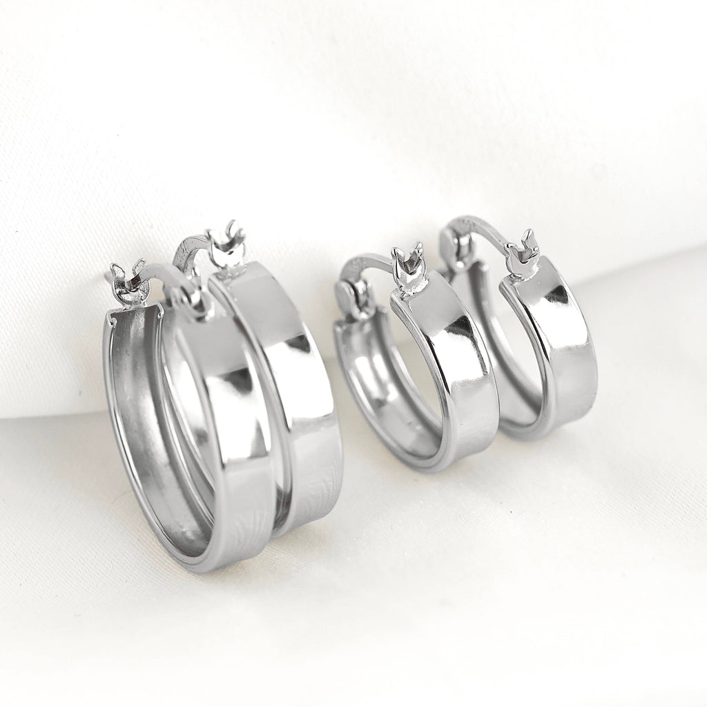 Wide Polished Hoops - Solid 925  Hoop Earrings