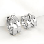 Wide Polished Hoops - Solid 925  Hoop Earrings